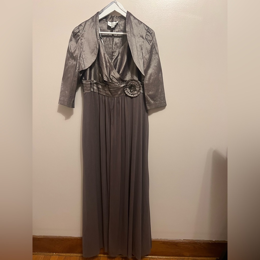 David's Bridal Long Sleeve Gray Dress with Jacket